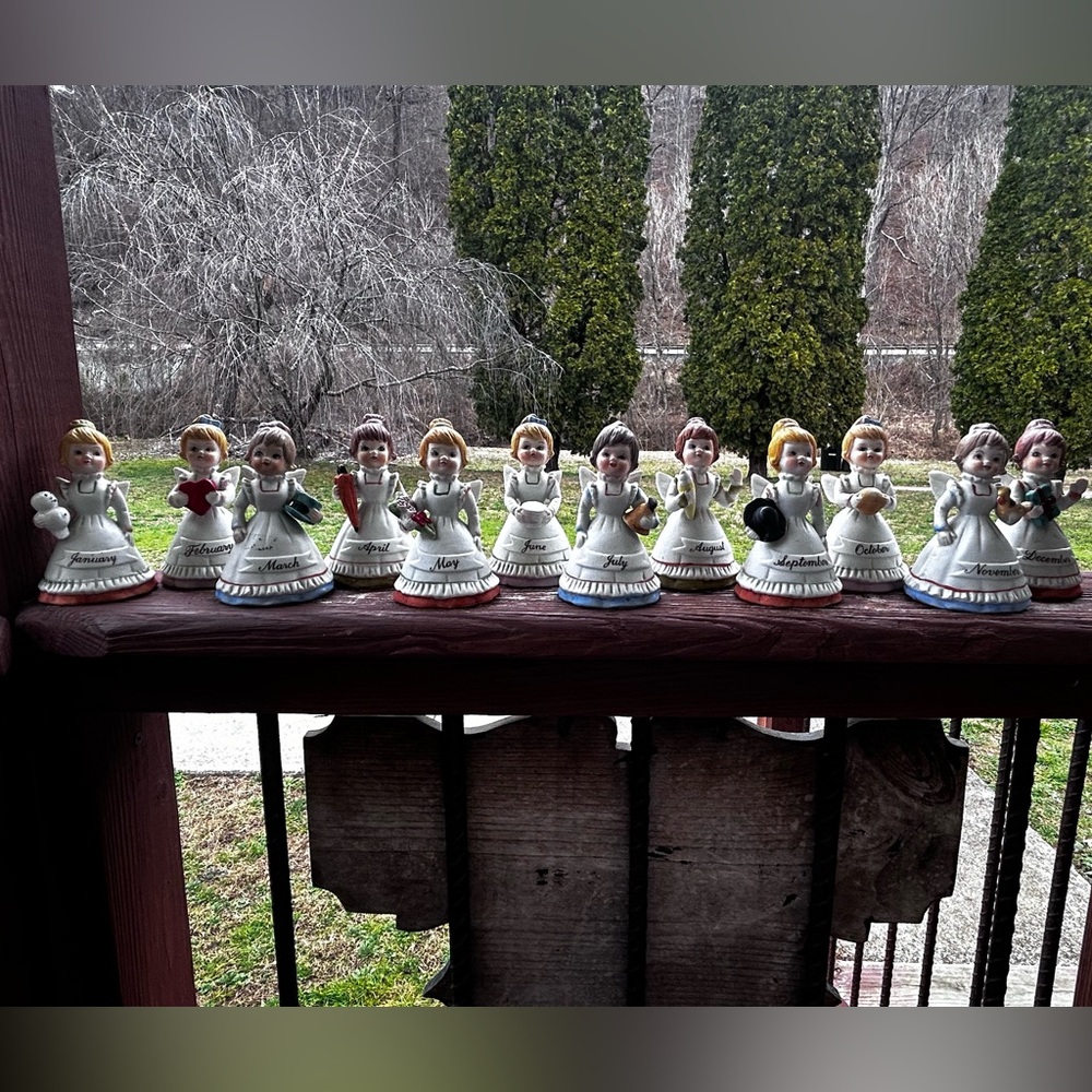 Set of Ceramic monthly Angel bells